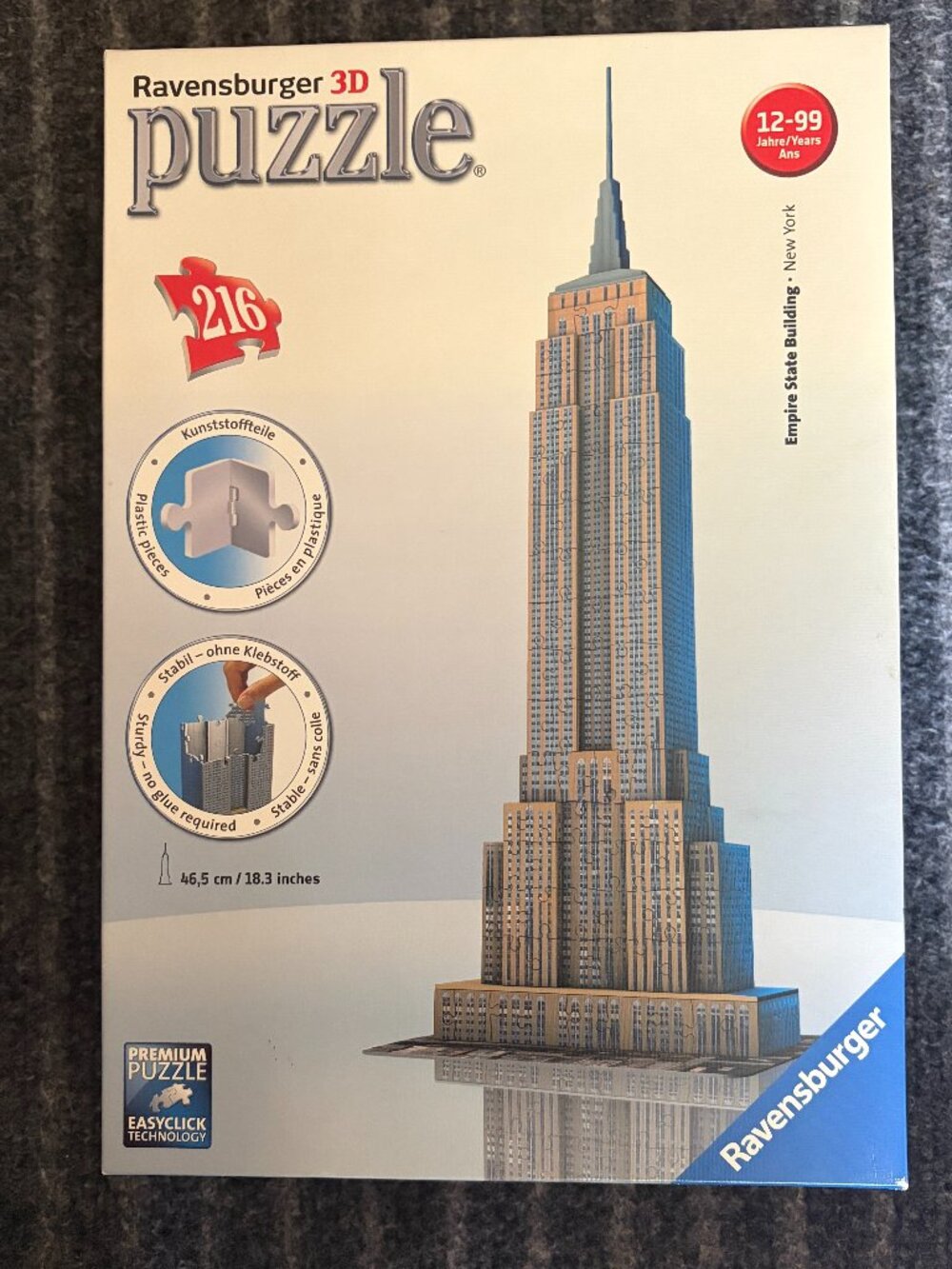 Ravensburger 3D Empire State Building puzzle 216 sturdy plastic pieces # 125531